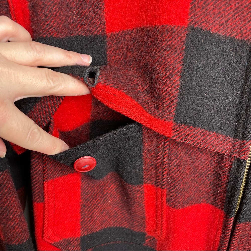 Rare Vintage 1950s Woolrich Buffalo Plaid Wool Unlined Zippered Hunting Coat - Picture 7 of 16